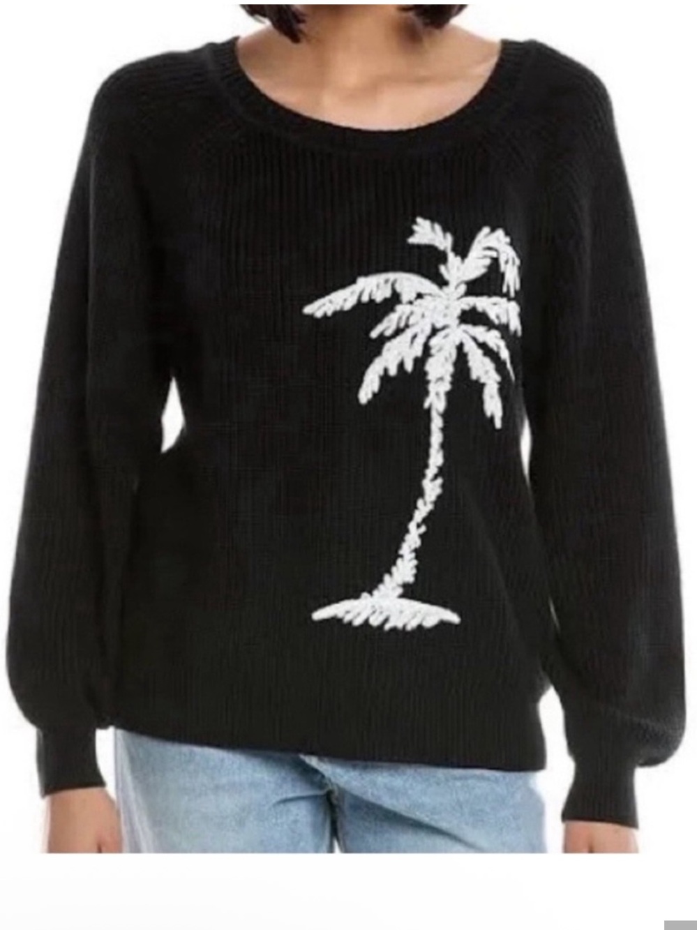 Tommy Bahama Breezy Palm Black Crewneck Pullover Sweater